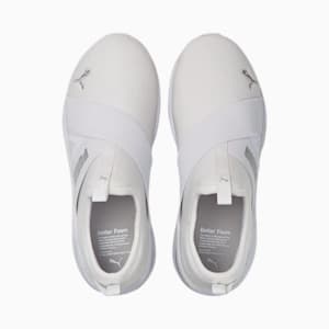 Zapatos Better Foam Prowl de entrenamiento sin cordones para mujeres, Puma White-Metallic Silver