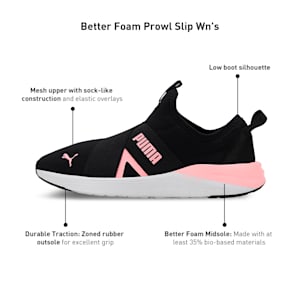 Better Foam Prowl Slip-On Women's Running Shoes, PUMA Black-Koral Ice-PUMA White, extralarge-IND