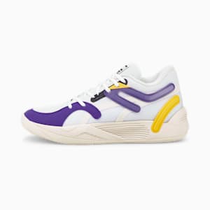 TRC Blaze Court Basketball Shoes, Puma White-Spectra Yellow