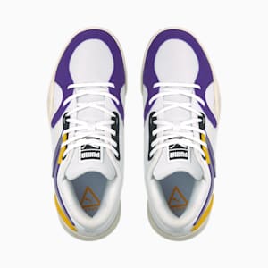 TRC Blaze Court Basketball Shoes, Puma White-Spectra Yellow
