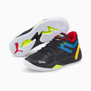 TRC Blaze Court Black Fives Basketball Shoes, Puma Black-Saffron