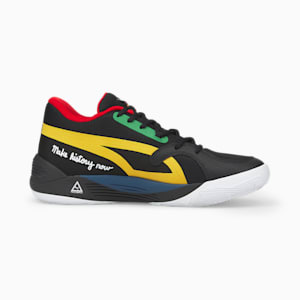 TRC Blaze Court Black Fives Basketball Shoes, Puma Black-Saffron