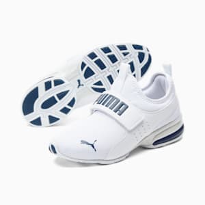 Axelion Slip-On Big Kids' Sneakers, PUMA White-Marine Blue, extralarge