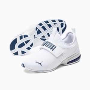 Axelion Slip-on Big Kids' Sneakers, PUMA White-Marine Blue