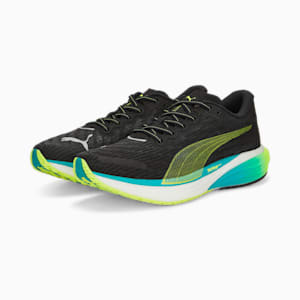 Deviate NITRO 2 Men's Running Shoes, Puma Black-Deep Aqua-Lime Squeeze, extralarge-IND