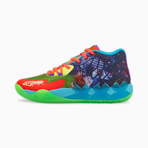 MB1 Be You Basketball Sneakers, Green Gecko-Red Blast