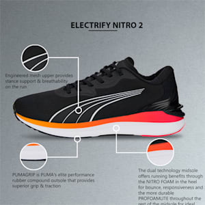 Electrify Nitro 2 Men's Running Shoes, Puma Black-Metallic Silver-Sunset Glow