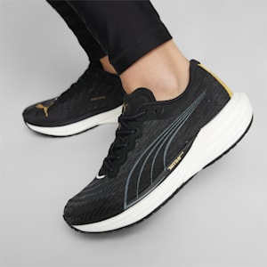 Tenis de running para mujer Deviate NITRO 2, Puma Black-Puma Team Gold