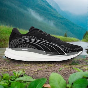 Magnify Nitro Knit Women's Running Shoes, Puma Black-CASTLEROCK-Puma White