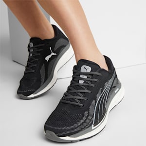 Magnify NITRO Knit Running Shoes Women, Puma Black-CASTLEROCK-Puma White, extralarge-GBR