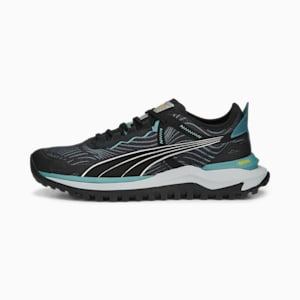 メンズ ヴォヤージ ニトロ 2 ランニングシューズ, PUMA Black-Adriatic-PUMA Silver, extralarge-JPN