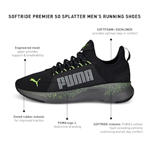 SOFTRIDE Premier So Splatter Men's Running Shoes, CASTLEROCK-Puma Black-Lime Squeeze, extralarge-IND