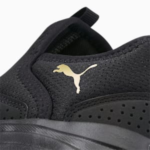 SOFTRIDE Sophia Slip-On Safari Women's Running Shoes, Puma Black-Puma Team Gold, extralarge-IND