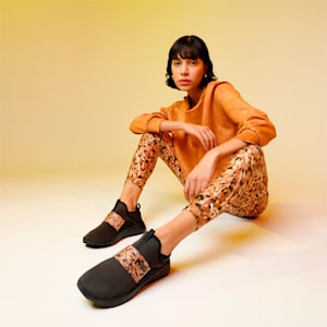 Softride Sophia Slip-On Safari Running Shoes Women, Puma Black-Puma Team Gold