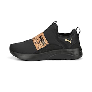 SOFTRIDE Sophia Slip-On Safari Women's Running Shoes, Puma Black-Puma Team Gold, extralarge-IND