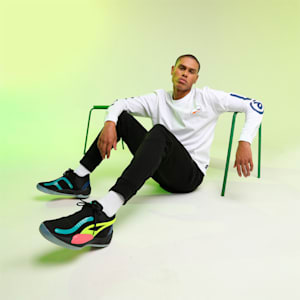 Rise NITRO Basketball Shoes, Puma Black-Sunset Glow, extralarge-IND