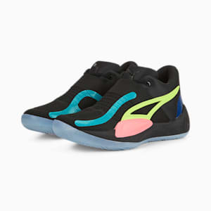 Rise NITRO Unisex Basketball Shoes, Puma Black-Sunset Glow, extralarge-IND