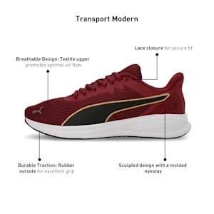 Transport Modern Unisex Running Shoes, Dark Jasper-PUMA Black-Gold, extralarge-IND
