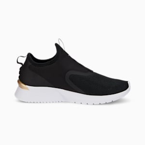 Remedie Slip-On Women's Running Shoes, Puma Black-Puma White-Puma Team Gold, extralarge-IND