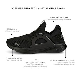 SOFTRIDE Enzo Evo Unisex Running Shoes, Puma Black-CASTLEROCK, extralarge-IND