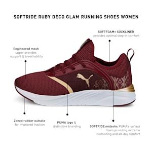 SOFTRIDE Ruby Deco Glam Women's Running Shoes, Aubergine-Puma Team Gold, extralarge-IND