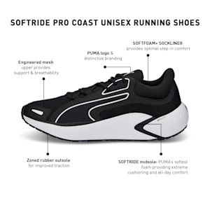 SOFTRIDE Pro Coast Unisex Running Shoes, Puma Black-Puma White, extralarge-IND