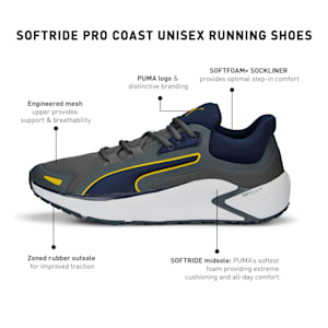 SOFTRIDE Pro Coast Unisex Running Shoes, Cool Dark Gray-Fresh Pear, extralarge-IND