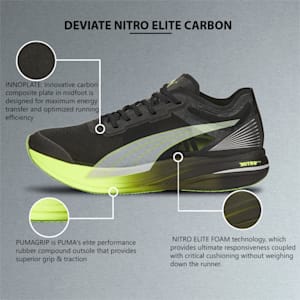 Deviate Nitro Elite Carbon Men's Running Shoes, Puma Black-Lime Squeeze-Asphalt, extralarge-IND