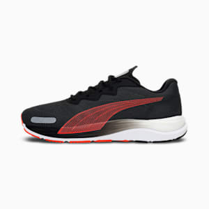 one8 Virat Kohli Velocity Nitro 2 Unisex Running Shoes, Puma Black-Cherry Tomato-Metallic Silver