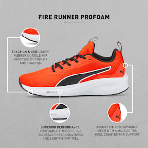 Fire Runner Profoam Unisex Running Shoes, Cherry Tomato-Puma Black-Puma White, extralarge-IND