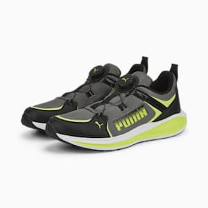 Twitch Runner Disc Sneakers Youth, CASTLEROCK-Light Lime-PUMA Black