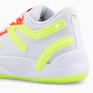 TRC Blaze Court Glow Stick Basketball Shoes, Puma White-Lime Squeeze