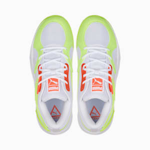 TRC Blaze Court Glow Stick Basketball Shoes, Puma White-Lime Squeeze