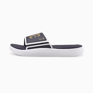 PUMA x Palm Tree Crew Golf Slides, Navy Blazer-Puma Team Gold