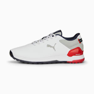 メンズ ゴルフ プロアダプト アルファキャット 2.0 ラバーソール スパイクレス シューズ, PUMA White-PUMA Navy-For All Time Red