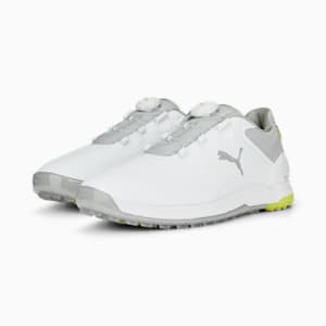 メンズ ゴルフ プロアダプト アルファキャット 2.0 ディスク ラバーソール スパイクレス シューズ, PUMA White-Flat Light Gray-Yellow Burst, extralarge-JPN