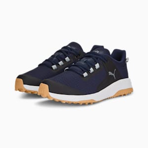 メンズ ゴルフ フュージョン グリップ ラバーソール スパイクレス シューズ, PUMA Navy-PUMA Silver-QUIET SHADE, extralarge-JPN