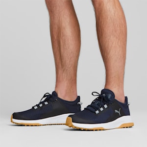 メンズ ゴルフ フュージョン グリップ ラバーソール スパイクレス シューズ, PUMA Navy-PUMA Silver-QUIET SHADE, extralarge-JPN