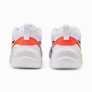 Playmaker Pro Basketball Shoes, Puma White-Fiery Coral