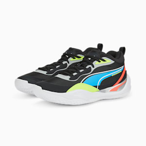 Playmaker Pro Basketball Shoes, Jet Black-Lime Squeeze