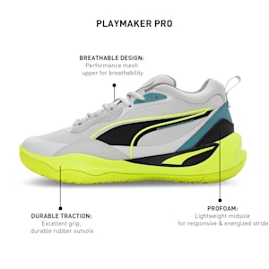 Playmaker Pro Unisex Basketball Shoes, Bold Blue-Pro Green-Ash Gray-Cast Iron-PUMA Black, extralarge-IND
