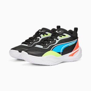 Playmaker Pro Youth Basketball Shoes, Jet Black-Lime Squeeze