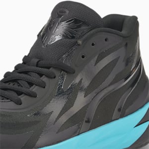 MB.02 Unisex Basketball Shoes, Puma Black-Blue Atoll