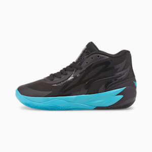 MB.02 Basketball Shoes Youth, Puma Black-Blue Atoll