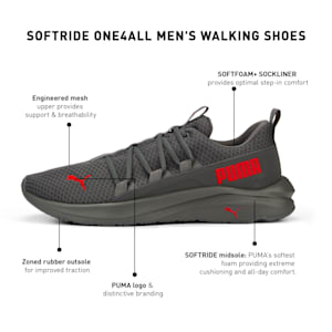 SOFTRIDE One4all Men's Walking Shoes, Cool Dark Gray-For All Time Red-PUMA Black, extralarge-IND
