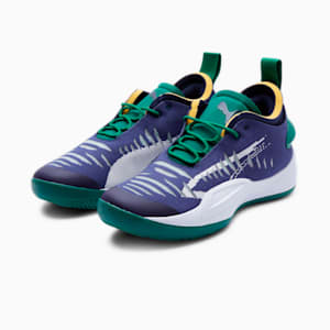 Tenis de basquetbol para mujer PUMA x JUNE AMBROSE Rise NITRO, Patriot Blue-Verdant Green
