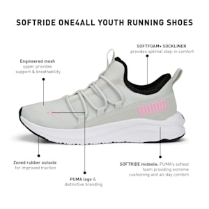 SOFTRIDE One4All Youth Running Shoes, Glacial Gray-Lilac Chiffon, extralarge-IND