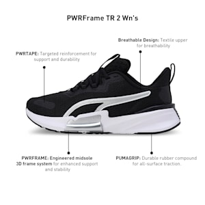 PWRFrame 2 Women's Training Shoes, PUMA Black-PUMA Silver-PUMA White, extralarge-IND