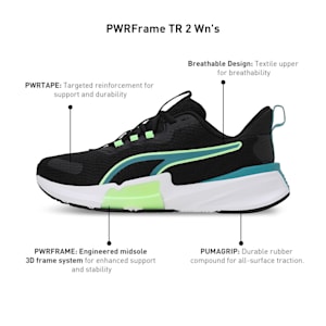 PWRFrame 2 Women's Training Shoes, PUMA Black-Bold Blue-Speed Green, extralarge-IND