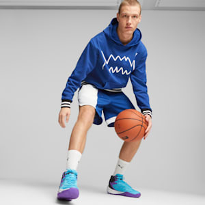 Tenis de baloncesto Playmaker Pro Mid para hombre, Purple Glimmer-Bright Aqua-Strong Gray-PUMA White, extralarge